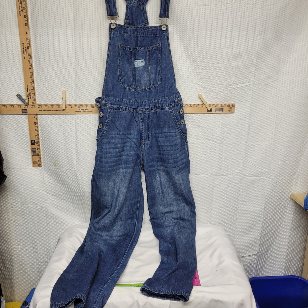 WallFlower Womens Blue Denim Overalls Medium Wash Eco Cotton Rayon Small